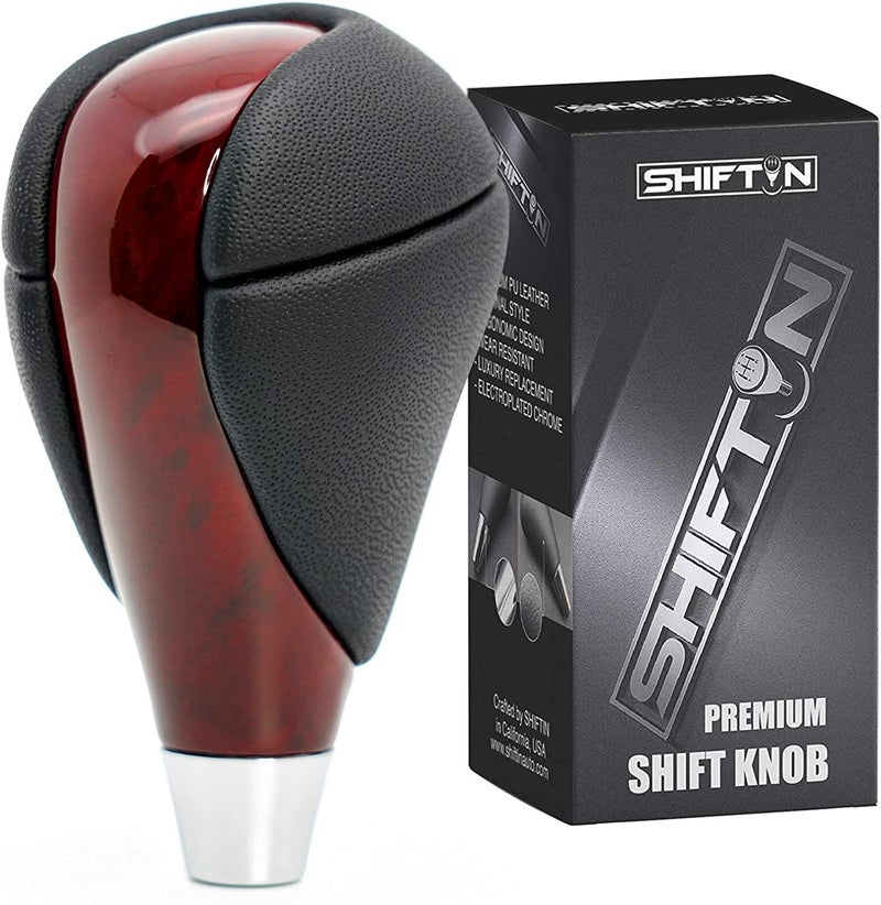 SHIFTIN Gear Shift Knob, Cherry Red, Walnut Wood, Leather, for Lexus ES300h ES350 GS300 GS350 GS430 GS450h GS460 IS250 IS300 IS350 LS460 LS600h RX350 RX450h - Image 1